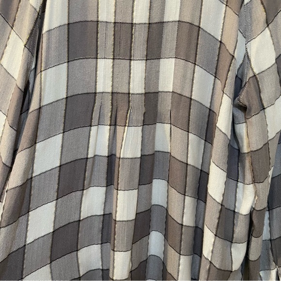 Intro Taupe & Cream with Gold Strands Plaid Button Down Shirt L - Picture 4 of 9